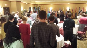 Ben and Quin Commissioning Banquet room flags 2014 NST small